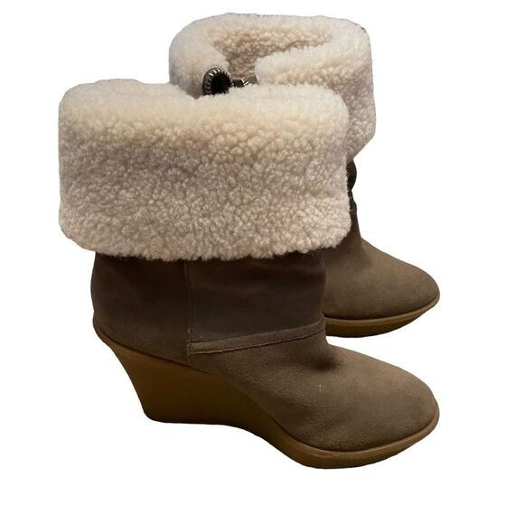 Coach Shearling Lined Platform Wedge Boots Size 7 NEW - Picture 4 of 6